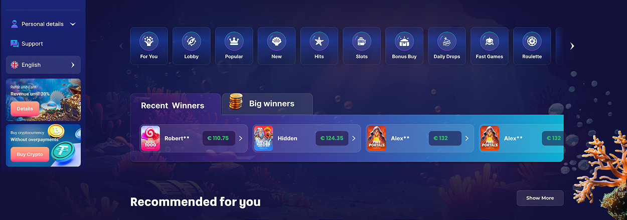 Triton Slots ιστοσελίδα